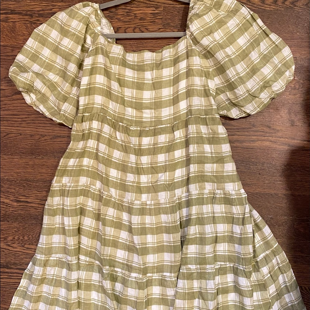 Faithful the Brand Puff Sleeve Check Print Dress - NEVER WORN / WITH TAGS!